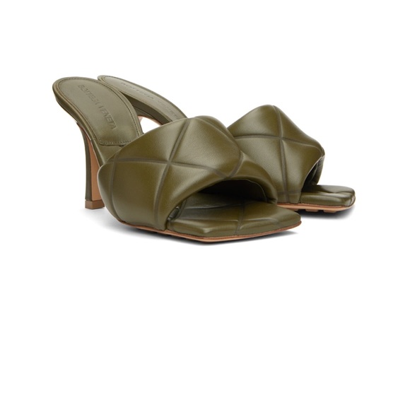 Bottega Veneta Khaki Lido Heel Sandals - Picture 8 of 12